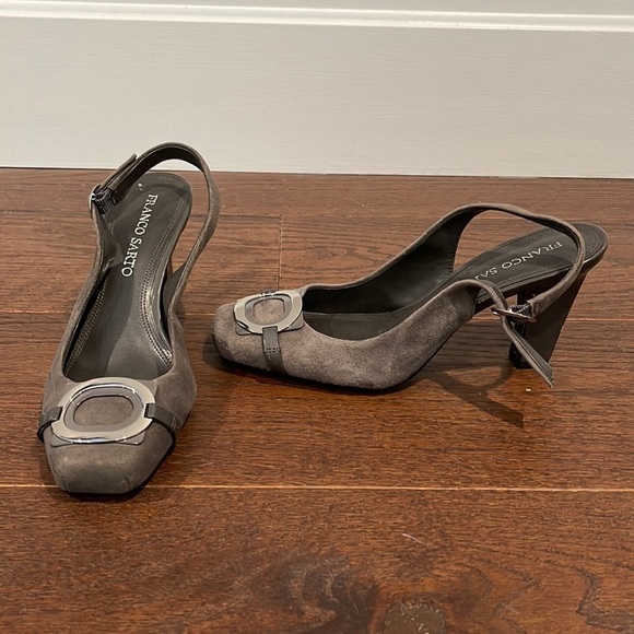 Franco Sarto Grey Suede Sling Back Size 8.5 - Picture 1 of 7